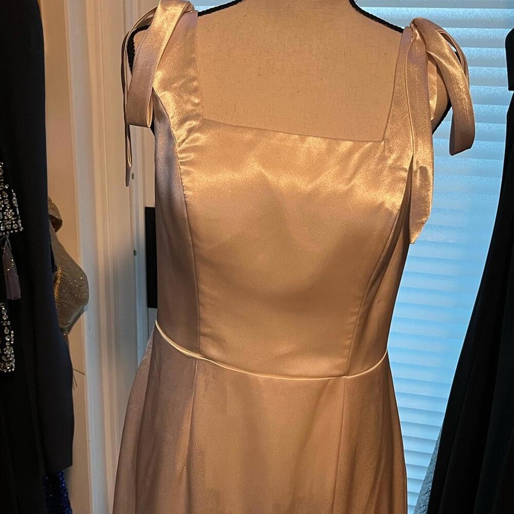 Gold Square Neck Cap Sleeve Sundress for Weddings - Picture 1 of 7